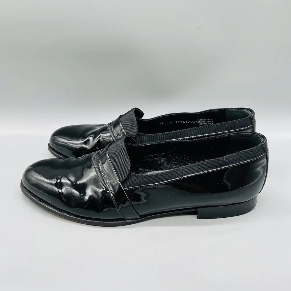 Bostonian Shoes Mens 12 Black Patent Leather Florentine Loafer Made Italy Vtg